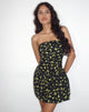 Image of Zhao Bandeau-Minikleid in Butterblume Schwarz und Gelb
