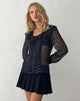 Image of Zinnia Bluse aus schwarzem Polka-Chiffon