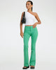 Abbildung der Jopanka Hose mit ausgestelltem Bein in Tailoring Green