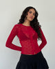 Image of Kahula Shirt in Rot Herz beflockt Mesh