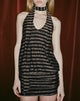 Image of Daphnis Mini Kleid mit rückenfreiem Neckholder aus Lurex mit Goldstreifen