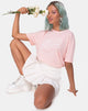 Bild von Oversize Basic Tee in Rosa mit Rosen sind rot Text X Top Girl