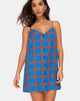Image of Sanna Slip Dress in Blau und Rot Karo