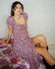 IMAGE OF Larson Midikleid in 90er-Jahre-Burgund mit Blumenmuster