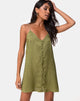 Image of Akina Kleid aus Satin Cheetah Khaki