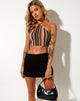 Bild von April Crop Top in Mix Stripe Braun