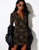 Image of Avaya Kleid in Schwarz Mesh Tan Dragon Flock