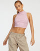 Bild von Azura Crop Top in Stripe Rib Lila und Braun