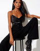 Image of Baila Crop Top aus Satin Schwarz