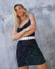 Image of Becky Minikleid aus horizontalem Zebraflock Schwarz