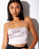 Image of Belisa Crop Top aus Satin Silber Grau