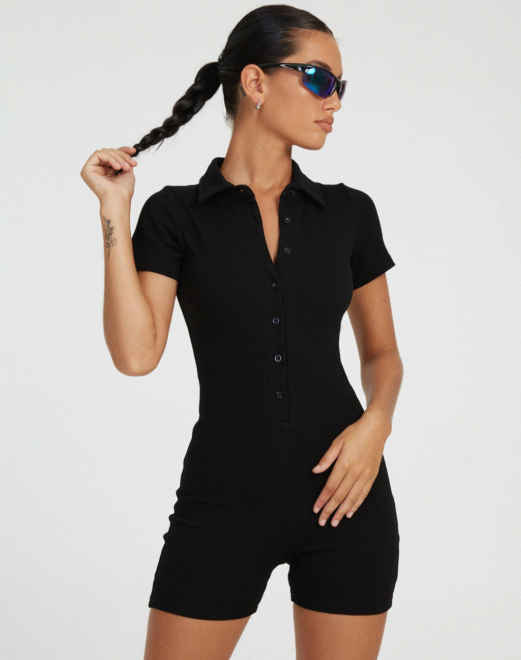 Waren Playsuit in Schwarz
