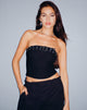 Image of Bertha Trägerloses Crop Top in Schwarz mit Öse