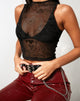 Bild von Bika Vest Top in Schwarz Hand und Herz Flock