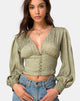 Image of Bina Langarm-Top aus Satin Ditsy Rose Sage