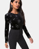 Image of Bonella Mieder aus schwarzem Samt Medium Astro Glitter