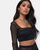 Image of Boneta Crop Top aus schwarzem Fischnetz