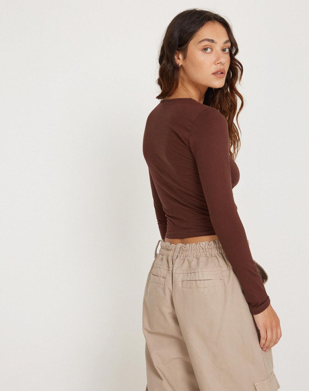 Bonja Langärmeliges Top in Seal Brown