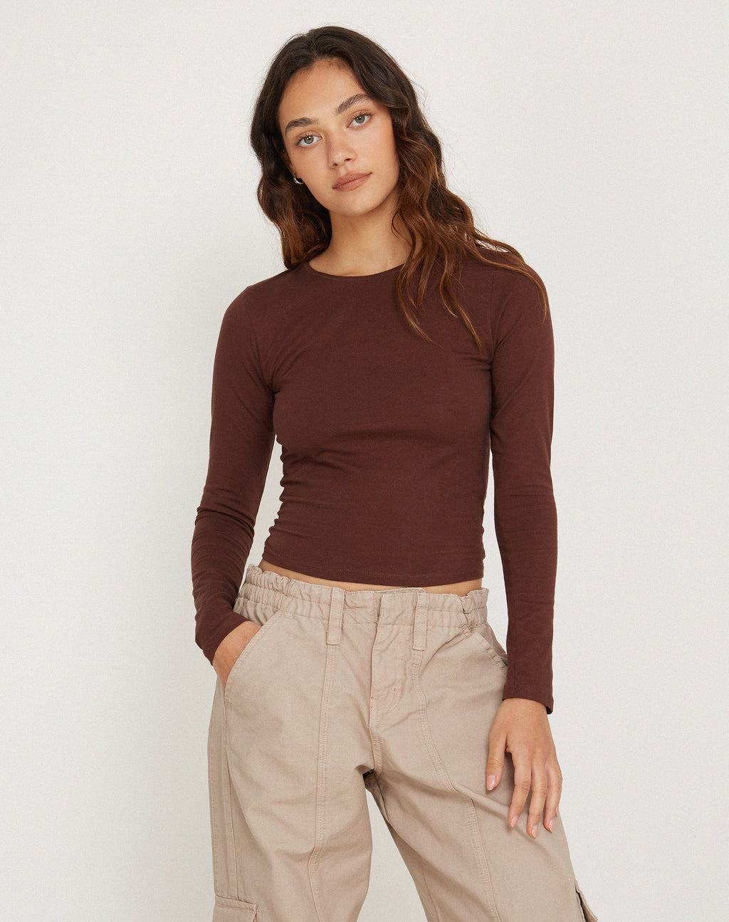 Bonja Langärmeliges Top in Seal Brown