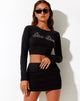 Bild von Bonnie Crop Top in Schwarz Disco Diva Hotfix