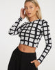 Bild von Bonnie Crop Top in Mono Painted Check Black