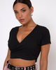 Image of Bria Crop Top aus Rippe Schwarz