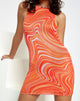 Image of Motel X Barbara Kristoffersen Brigitta Minikleid in 70s Ripple Mandarine