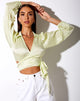 Image of Briza Crop Top aus Satin Zebra Pistazie