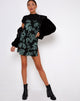 Image of Tista Kleid in Drachenblume Schwarz und Mint