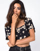 Bild von Cavazza Crop Top in Grunge Daisy Floral