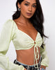 Image of Celinda Langarm-Top aus Satin Zebra Pistazie
