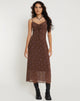 Image of Coya Maxikleid in Blumenstielflocke Braun