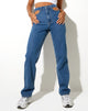 Bild von Cut Out Straight Leg Jean in Mid Wash