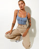 Image of Darau Crop Top in Rippe Pulverblau