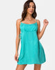Image of Darla Slip Kleid aus Satin Ditsy Rose Blau