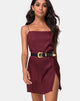 Image of Datista Slip Dress aus Satin Cheetah Burgundy