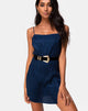 Image of Datista Slip Dress aus Satin Cheetah Navy