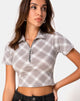 Bild von Dhen Crop Top in Grunge Check Taupe