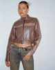 Image of Derby Zip Up Jacke in PU Tonal Braun
