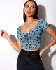 Bild von Deyha Crop Top in Love Bloom Grau und Blau Flock
