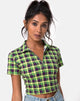 Image of Dhen Crop Top in Grün und Lila Karo