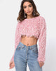 Image of Diabla Crop-Pullover aus Zottelstrick Sugar Pink