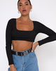Bild von Drea Crop Top in Rippe Schwarz