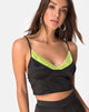 Image of Dyrilla Top in Satin Schwarz mit Limettenspitze