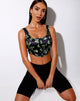 Image of Elci Korsett-Top in Schwarz Schmetterling Limette