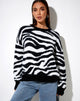 Image of Eleni Pullover aus Zebra-Strick Schwarz-Weiß