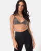 Image of Ether Langarm-Top in Gold Glitter auf Netz Tan