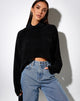 Image of Evie Cropped Pullover aus Chenille Schwarz
