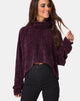 Image of Evie Sweatshirt mit Kragen aus Chenille Pflaume