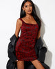 Image of Exily Minikleid aus Brokatblume Schwarz und Rot